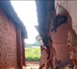 Collapsed mud house