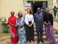 From left: Deputy Director, Child Development Department, Federal Ministry of Women Affairs, & Social Development, Mrs Mariam Fitumi Shaibu; Director, Corporate Affairs, Standard Organisation of Nigeria (SON), Mrs Ethan Talatu; CEO, AFRIpads, Michelle Tjeenk Willink; Elisha Sulei of the Sanitation and Hygiene Fund ( SHF); and Gender/GBV, Management Specialist, UNFPA, Dr. Zubaida Abubakar at the two-day national dialogue aimed at tackling period poverty and advancing menstrual health management (MHM) in Nigeria.